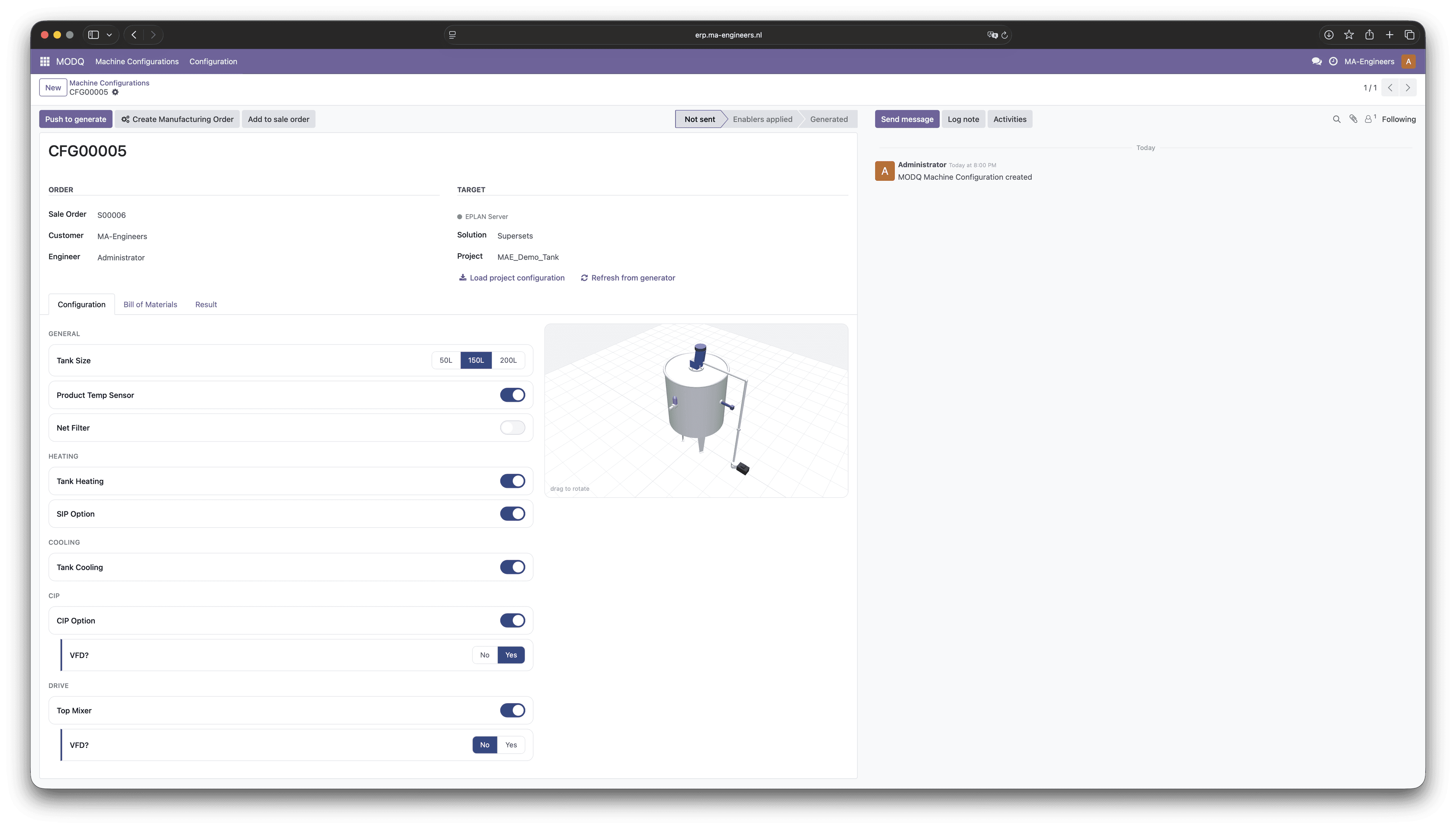 Configureren in de ERP-omgeving / Configuring in the ERP environment