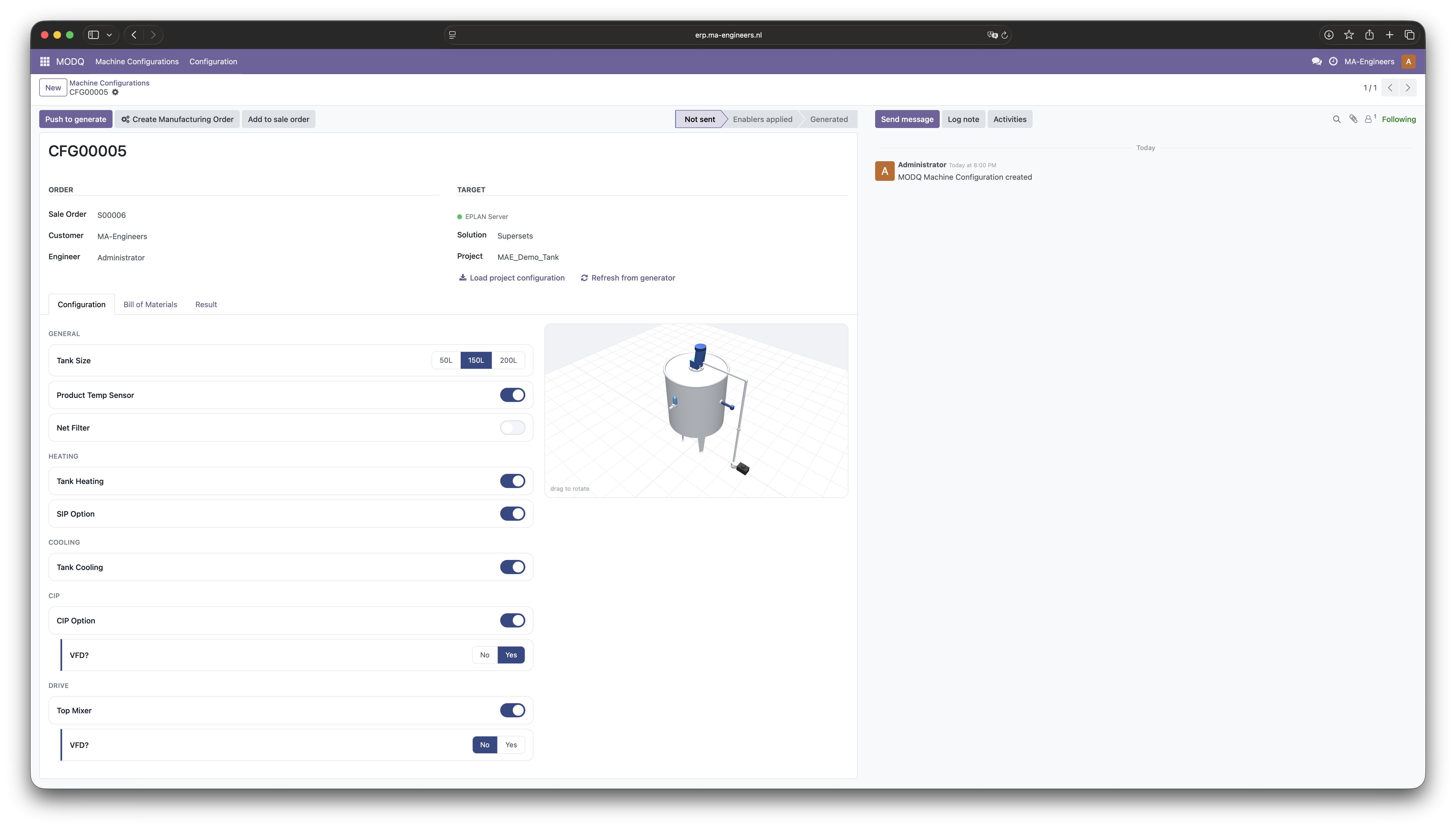 Configureren in de ERP-omgeving / Configuring in the ERP environment